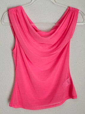 REFORMATION Belle Knit Semi Sheer Draped Top In Candy Pink M